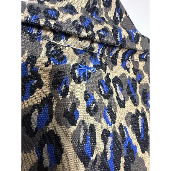 Tyler Boe‎ XS Cowl Neck Blue Tan Leopard Print Dress 3/4 length Sleeved - Picture 8 of 8